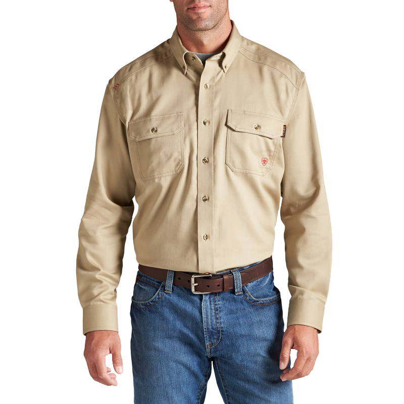 Ariat Fire Resistant Long Sleeve Work Khaki Shirt