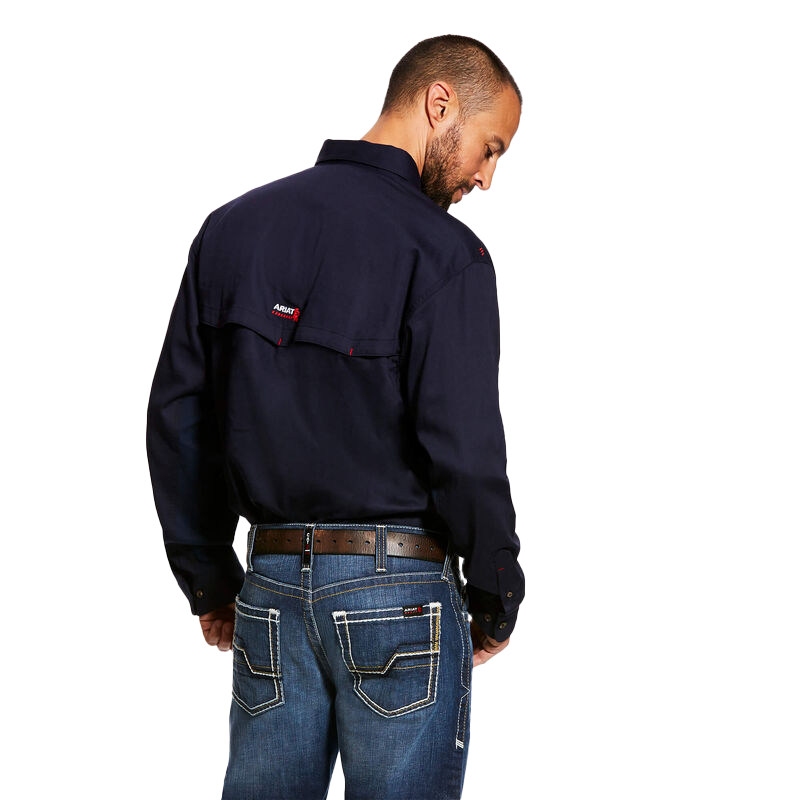 Ariat Flame Resistant Navy Solid Vent Work Shirt
