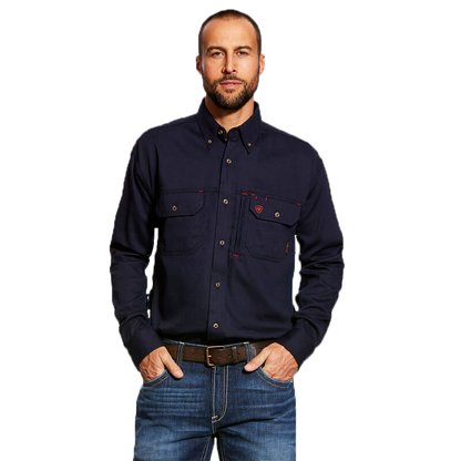 Ariat Flame Resistant Navy Solid Vent Work Shirt
