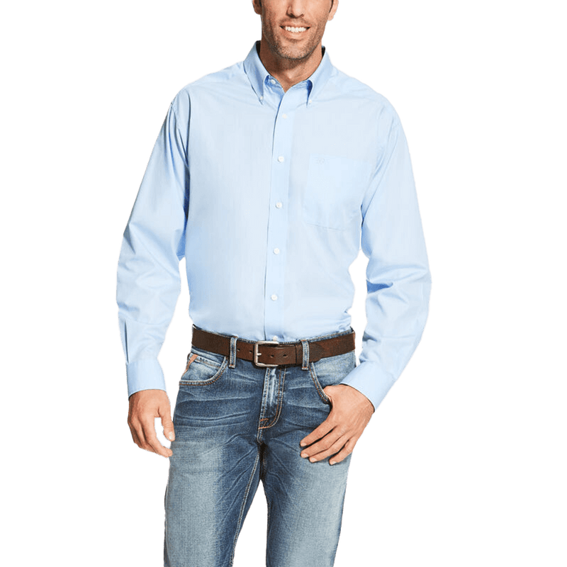 Ariat Men's Light Blue Wrinkle Free Long Sleeve Western Shirt