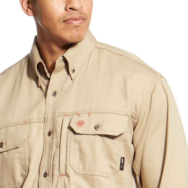 Ariat Fr Solid Khaki Vent Work Shirt
