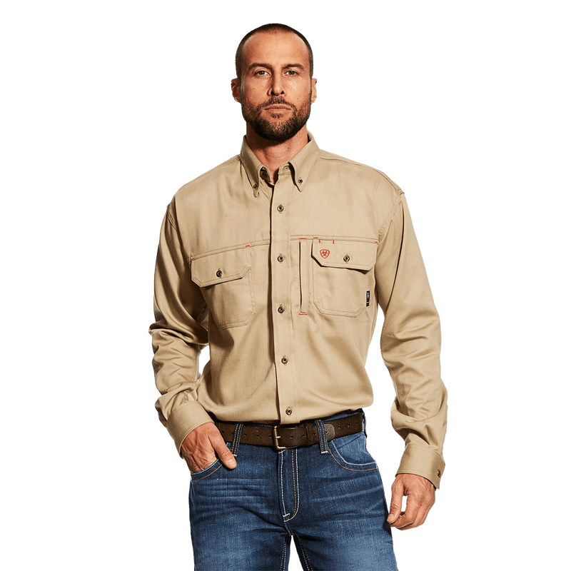 Ariat Fr Solid Khaki Vent Work Shirt