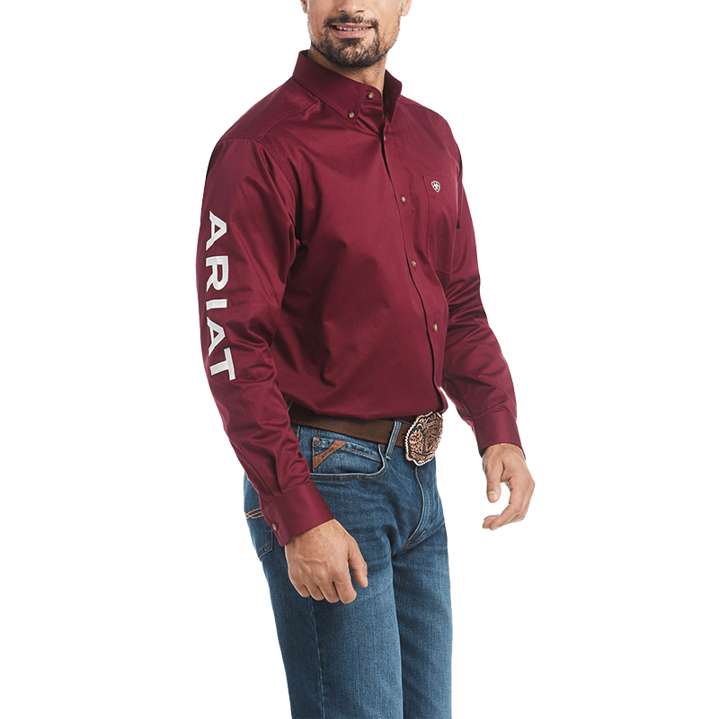 Ariat Men's Twill Long Sleeve Burgundy Shirt - Big & Tall