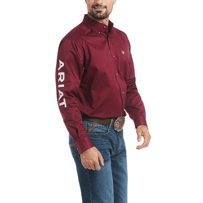 Ariat Men's Twill Long Sleeve Burgundy Shirt - Big & Tall