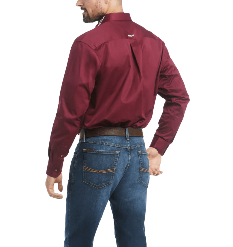 Ariat Men's Burgundy Twill Long Sleeve Shirt