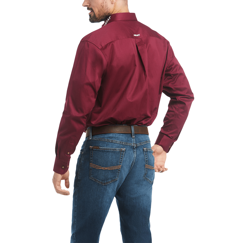 Ariat Men's Burgundy Twill Long Sleeve Shirt - Big