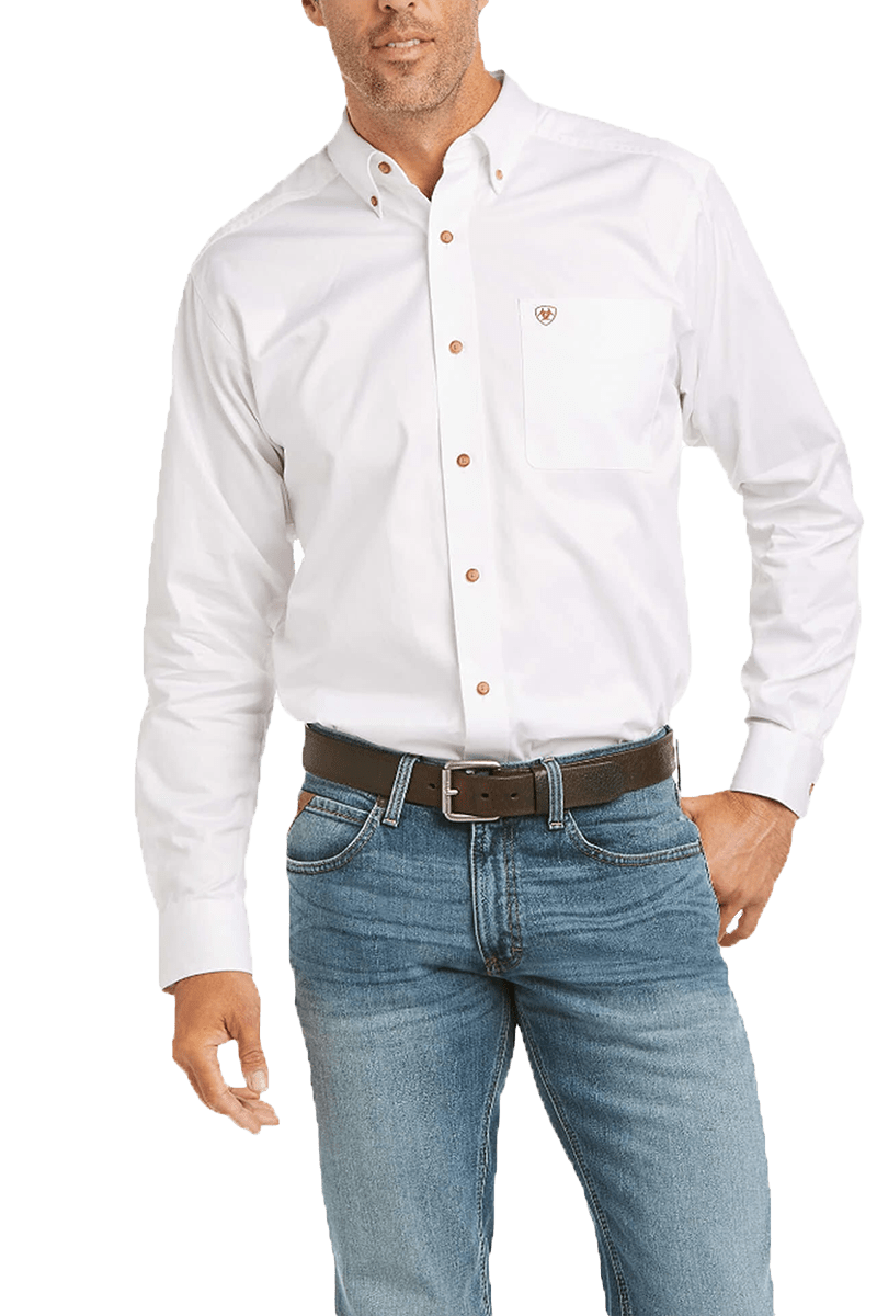 Ariat Men's White Solid Twill Western Woven Shirt