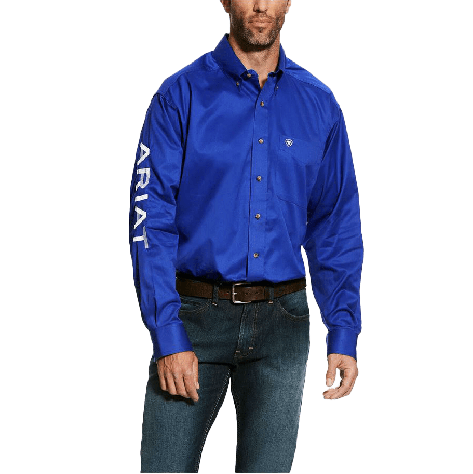 Ariat Men's Blue Team Logo Twill Fitted Shirt