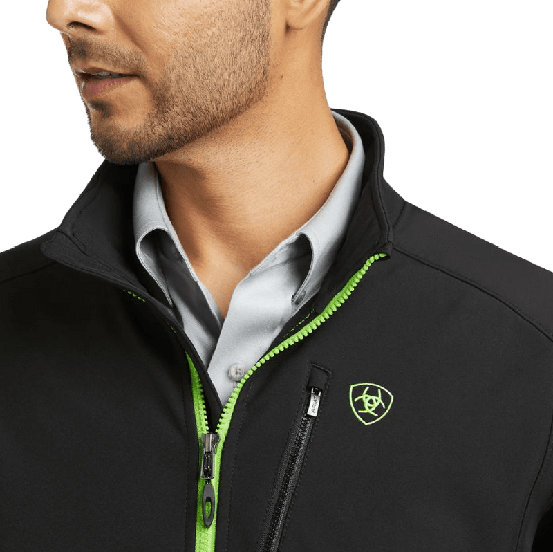 Ariat Men's Logo 2.0 Black & Bright Green Softshell Jacket