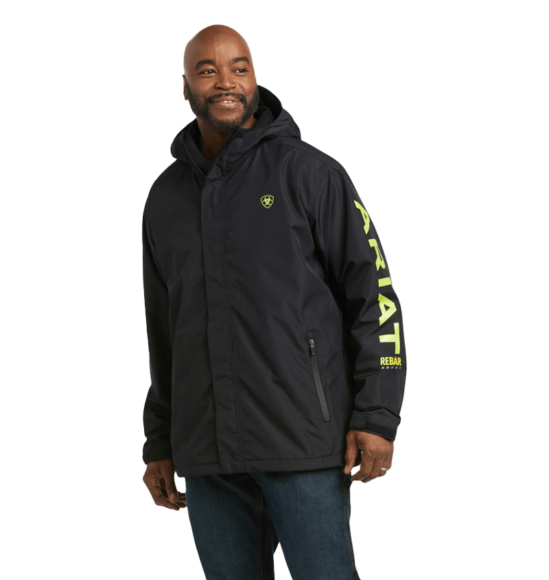 Ariat Men's Rebar Stormshell Logo Waterproof Black Jacket