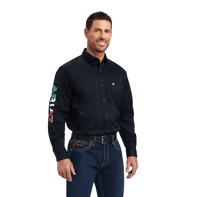Ariat Men's Mexico Team Logo Twill Black Shirt - Big & Tall