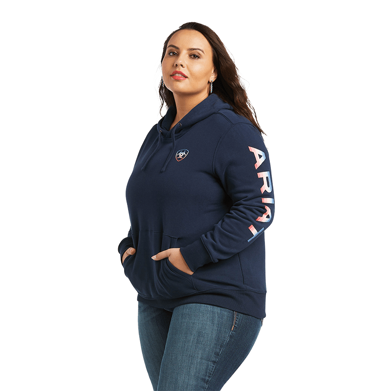 Ariat Women's Navy Serape Logo Arm Hoodie