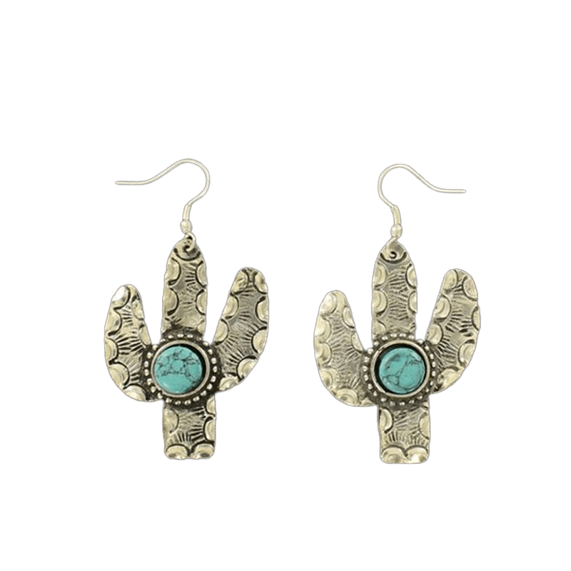 M&F Women's Cactus Turquoise Stone Earrings