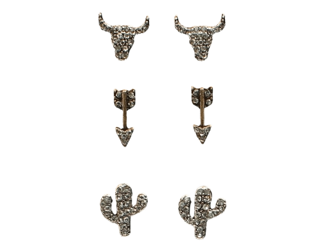 Blazin Roxx Women's Western Stud Grey Earrings Set