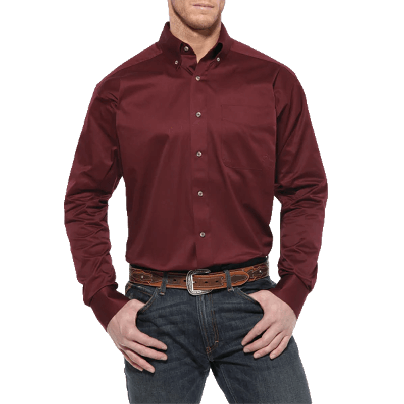 Ariat Men's Red Solid Twill Fitted Shirt