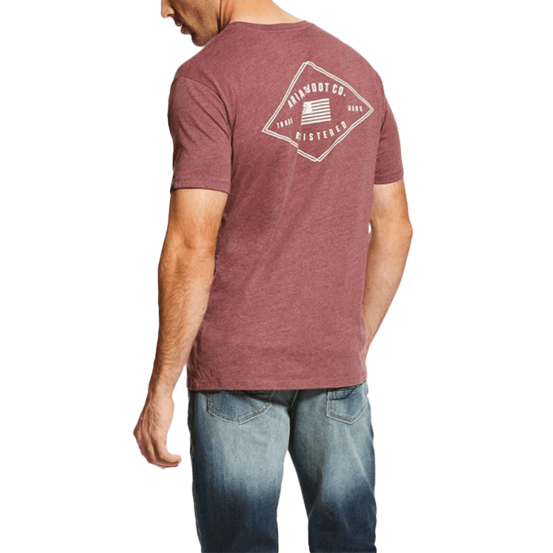 Ariat Men's US Registered Flag Burgundy Short Sleeve T-Shirt