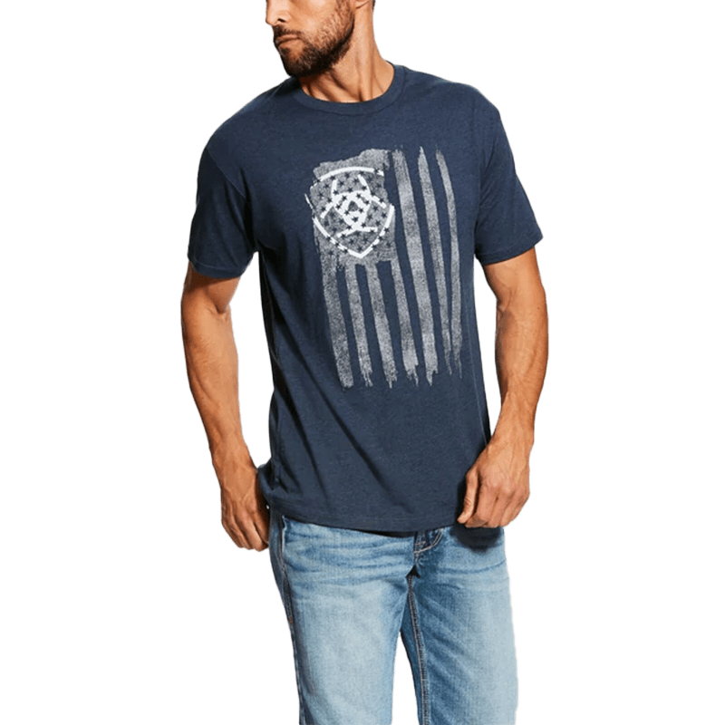 Ariat Men's Heather Navy Flag Print T-Shirt