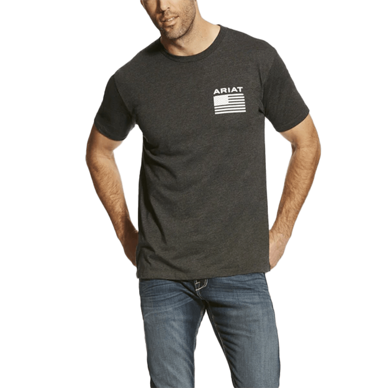 Ariat Men's Charcoal Grey Logo Flag T-Shirt