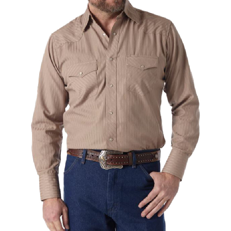 Wrangler Western Long Sleeve Snap Dobby Stripe Shirt