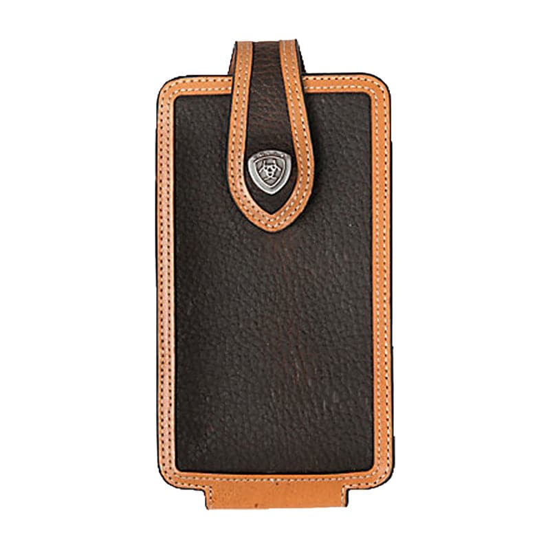 M&F Men's Rowdy Leather Brown Medium Cell Phone Case