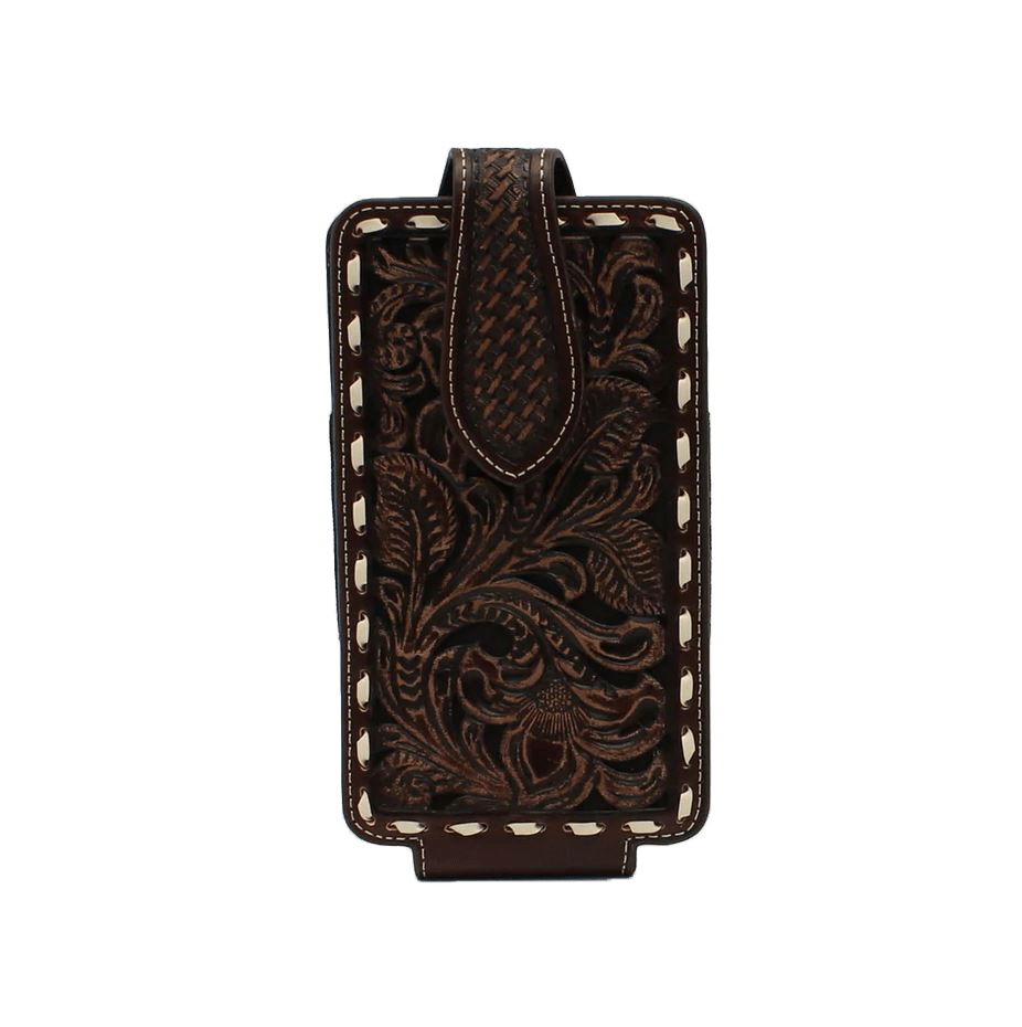Ariat M&amp;F Case Floral Embroidered White Lace Brown Phone Case