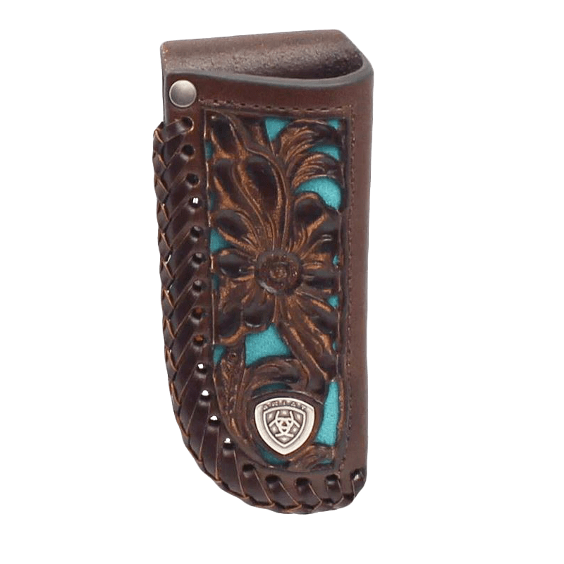 Ariat Leather Floral with Turquoise Inlay Knife Sheath