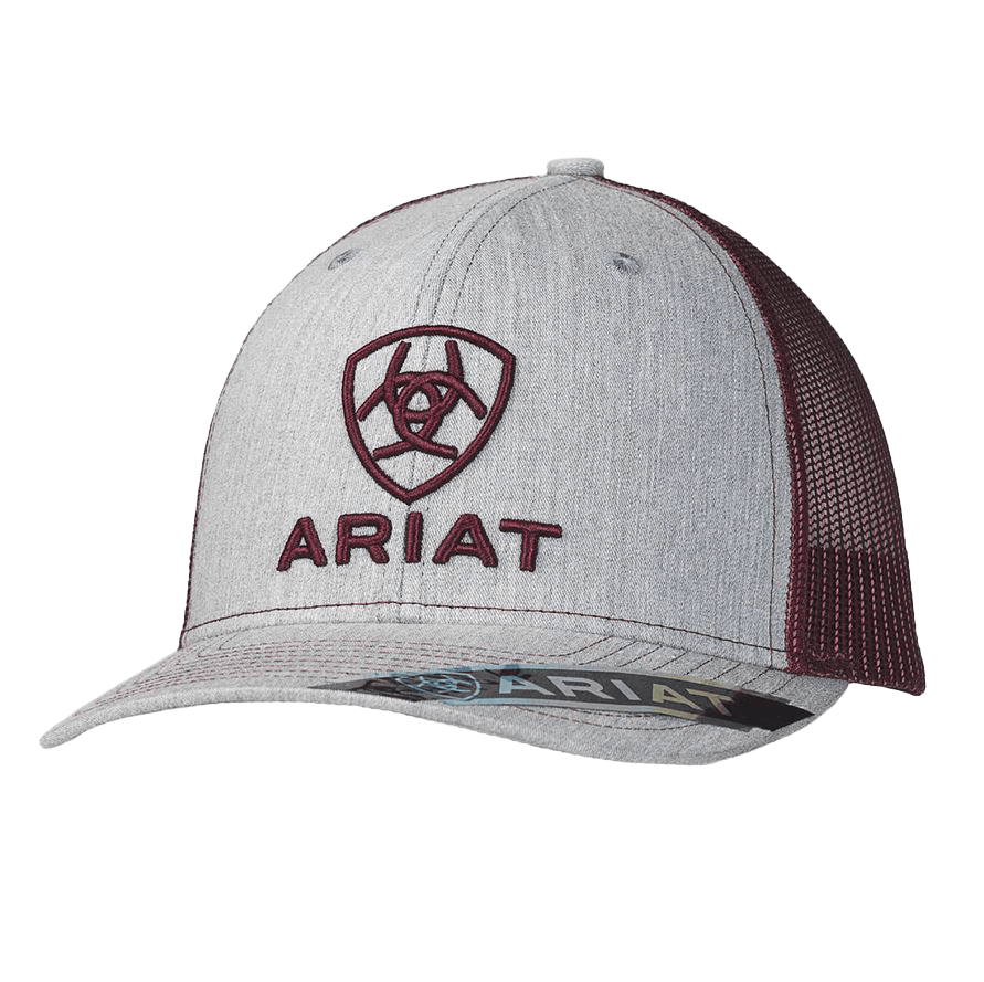 Ariat M&amp;F Grey Mesh Logo Embroidered Cap