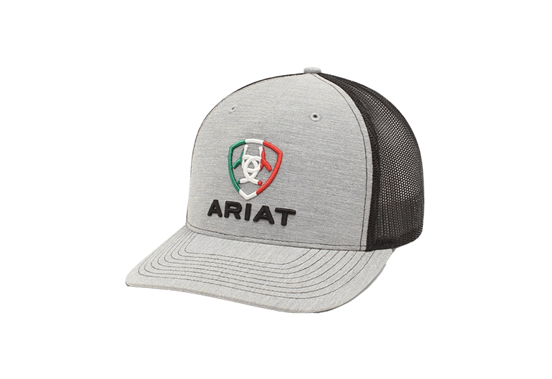 Ariat M&amp;F Grey Embroireded Shield MX Flag Logo Cap