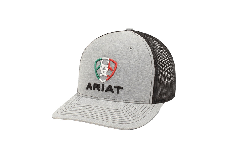 Ariat M&F Grey Embroireded Shield MX Flag Logo Cap