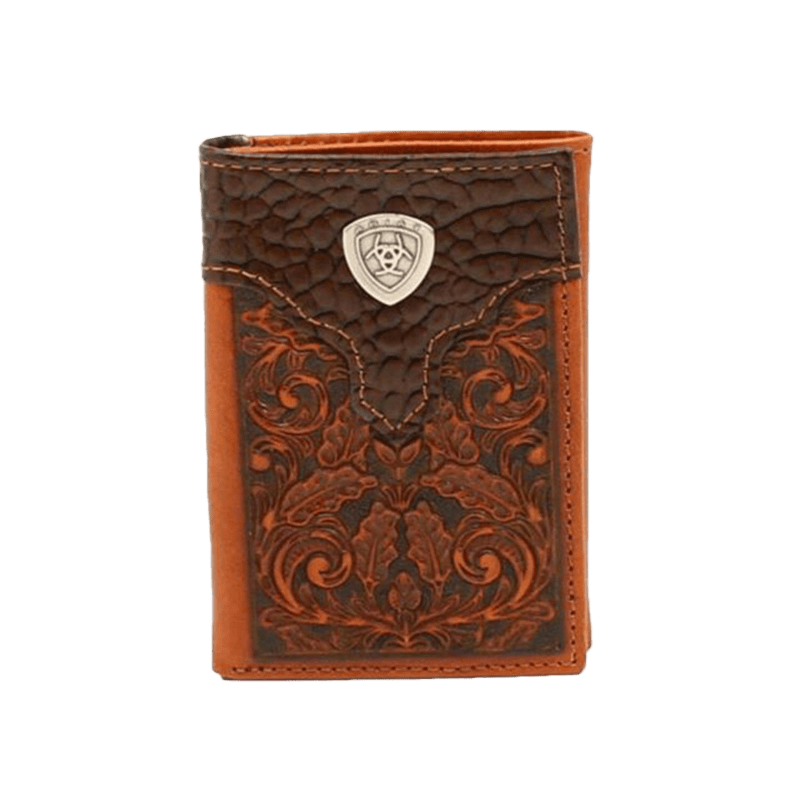Ariat Men's Silver Shield Logo Western Embossed Wallet
