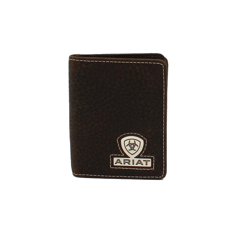 Ariat Men's Bifold Concho Logo Brown Rowdy Wallet
