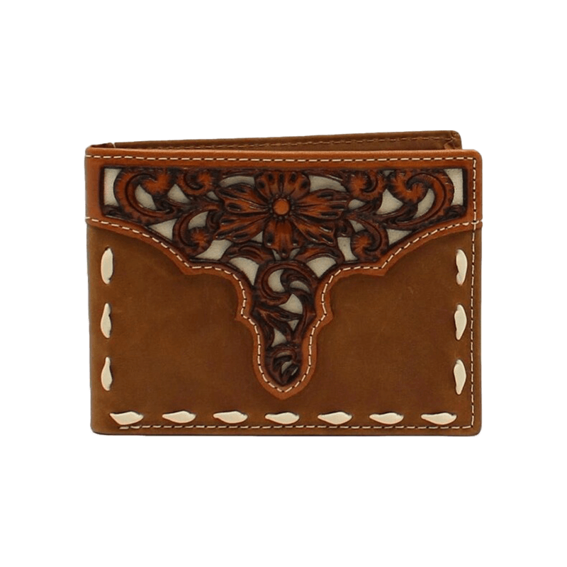 Ariat Men's Sketch Tooled Overlay Bifold Brown Wallet