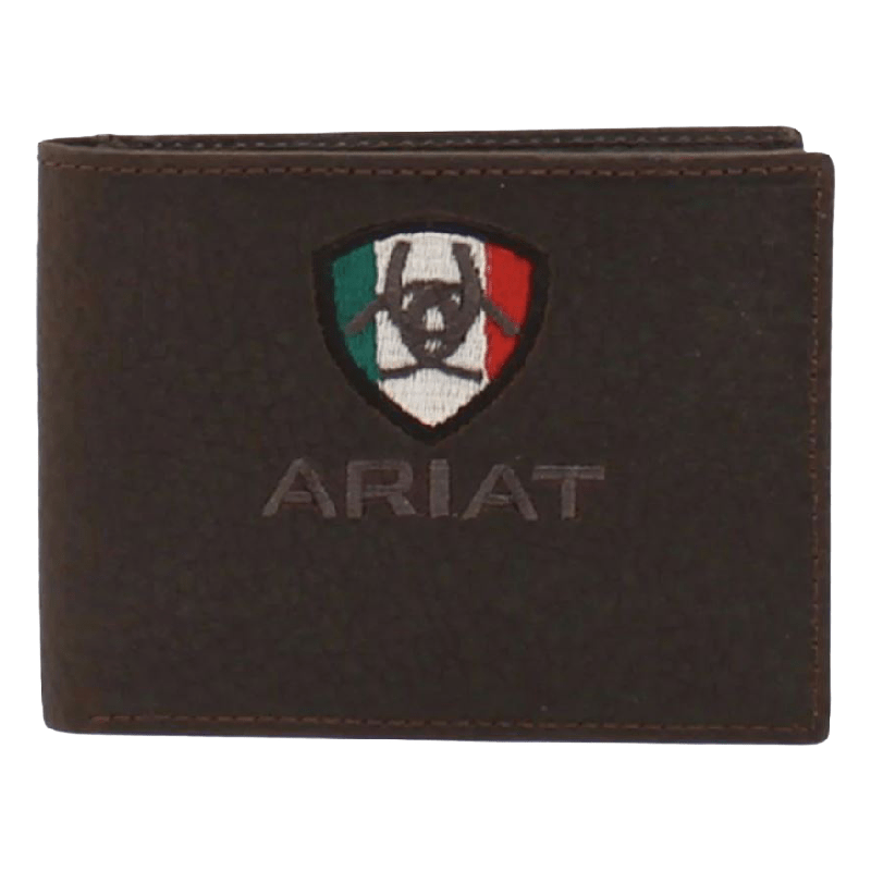 Ariat M&F Mexico Flag Logo Brown Rowdy Bifold Wallet