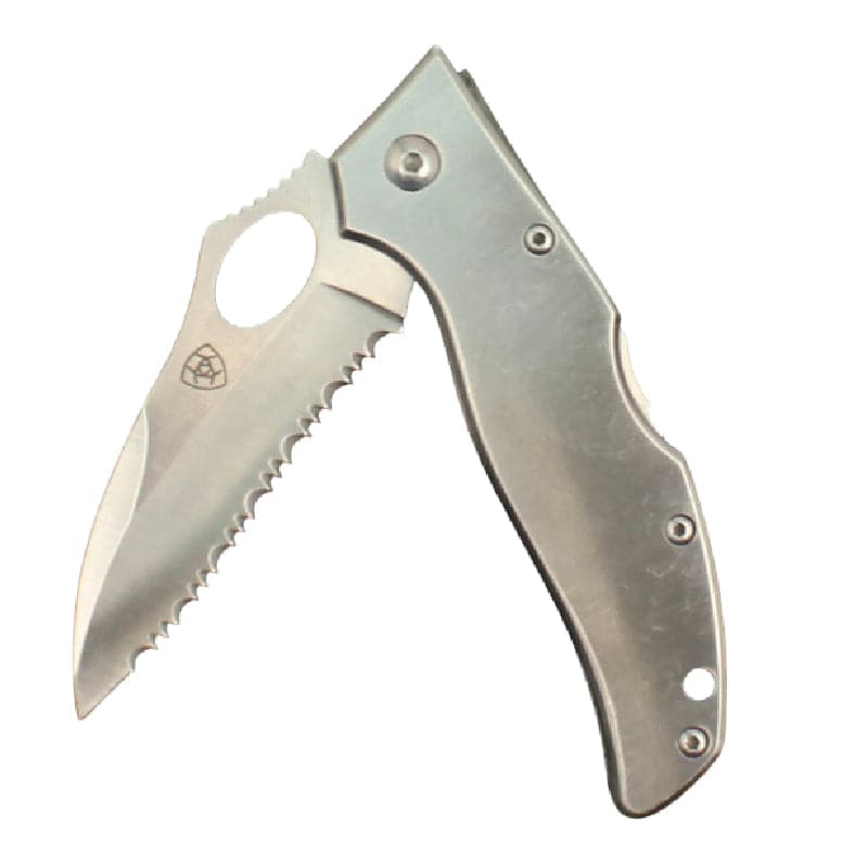 Ariat Serrated Silver Folding Knife