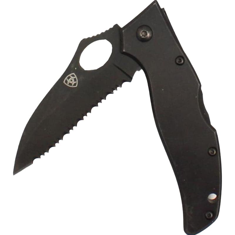 Ariat M&amp;F Serrated Black Folding Knife