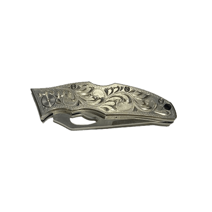 Ariat M&amp;F Men´s Serrated Folding Silver Engraved Medium Knive
