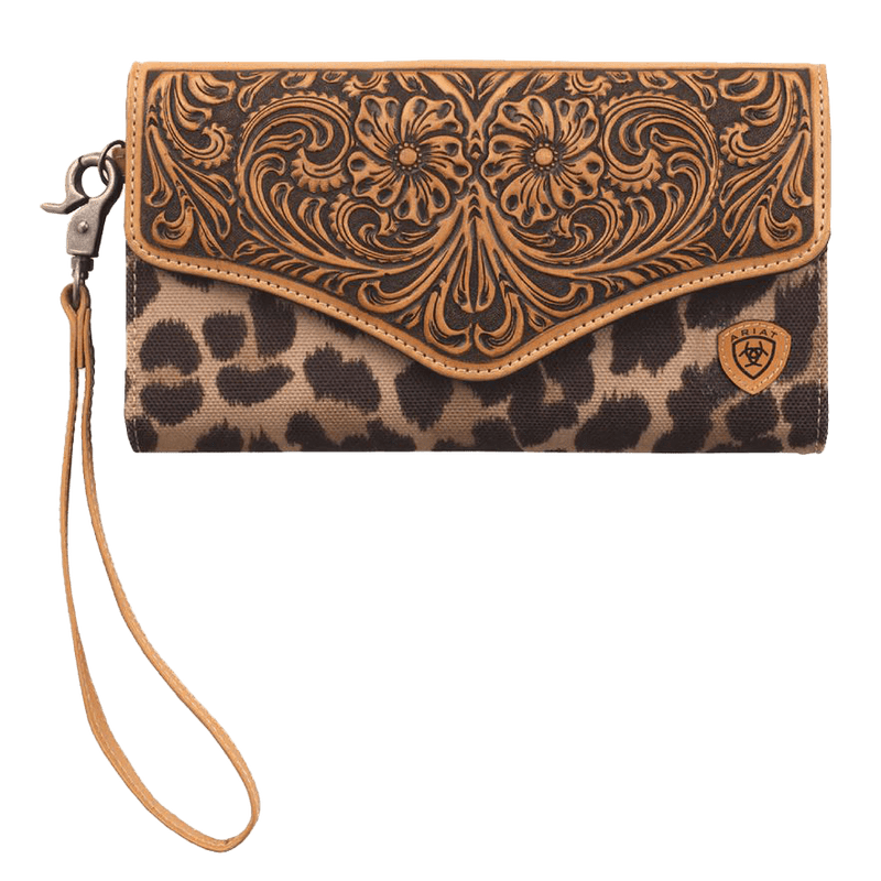 Ariat Women's Tooled Leopard Tan Clutch