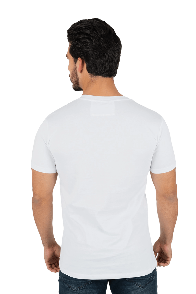 Platini Men's White Cotton Rhinestone T-Shirt