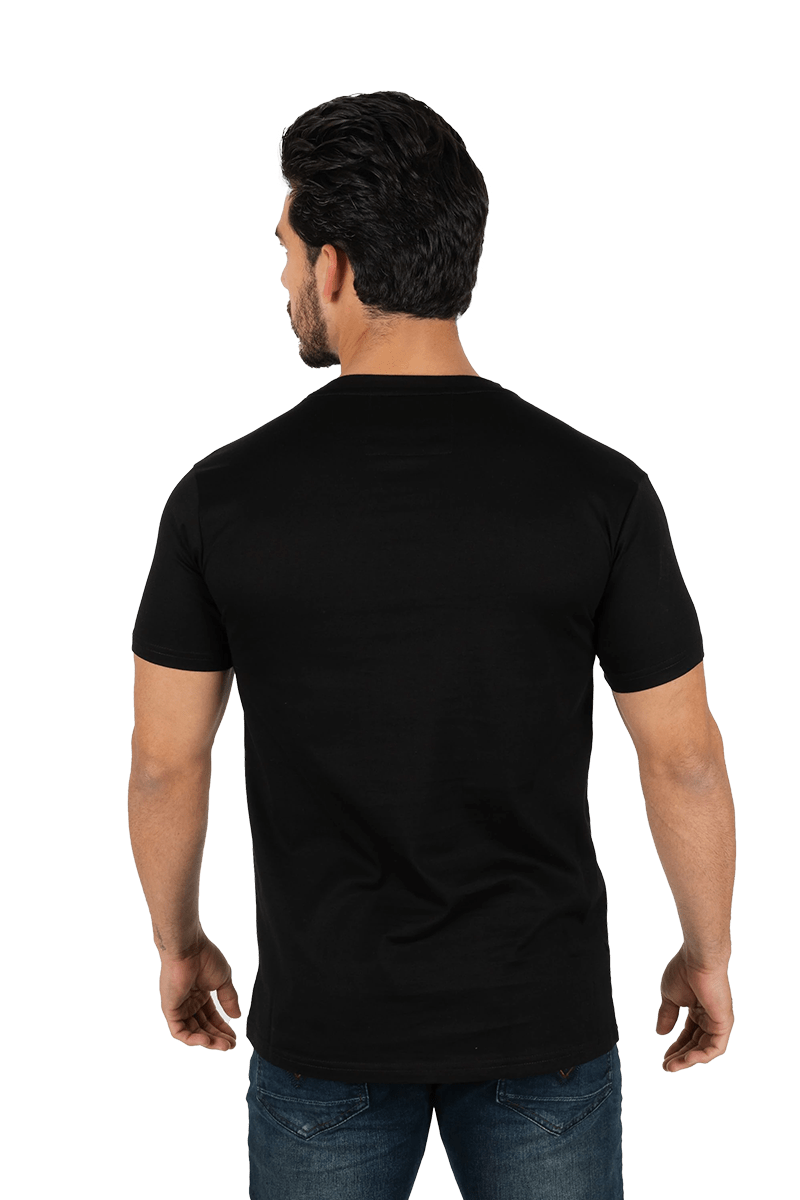 Platini Men's Round Neck Teal Cotton Rhinestone T-Shirt