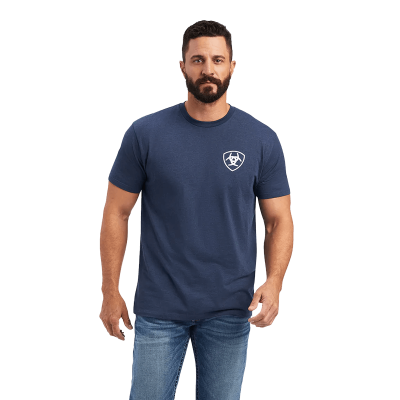 Ariat Men's Navy Heather Short Sleeve Shirt