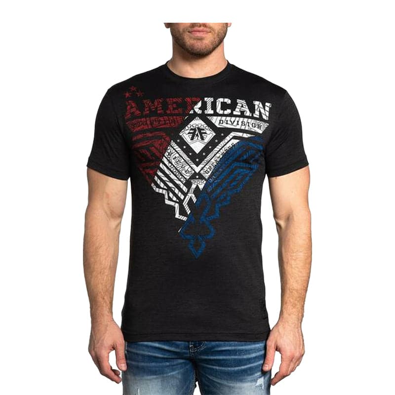 American Figther American Flag Graphic Black T-Shirt