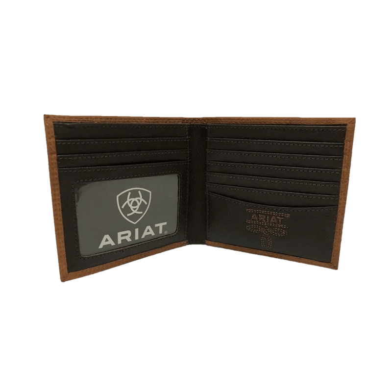 Ariat Men's Embossed Logo Brown Leather Bifold Wallet