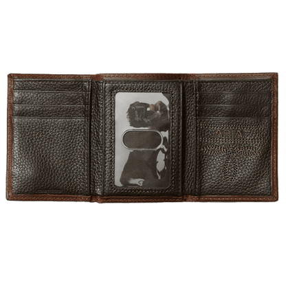 Ariat Dark Copper Tri-Fold Wallet with Small Shield Logo
