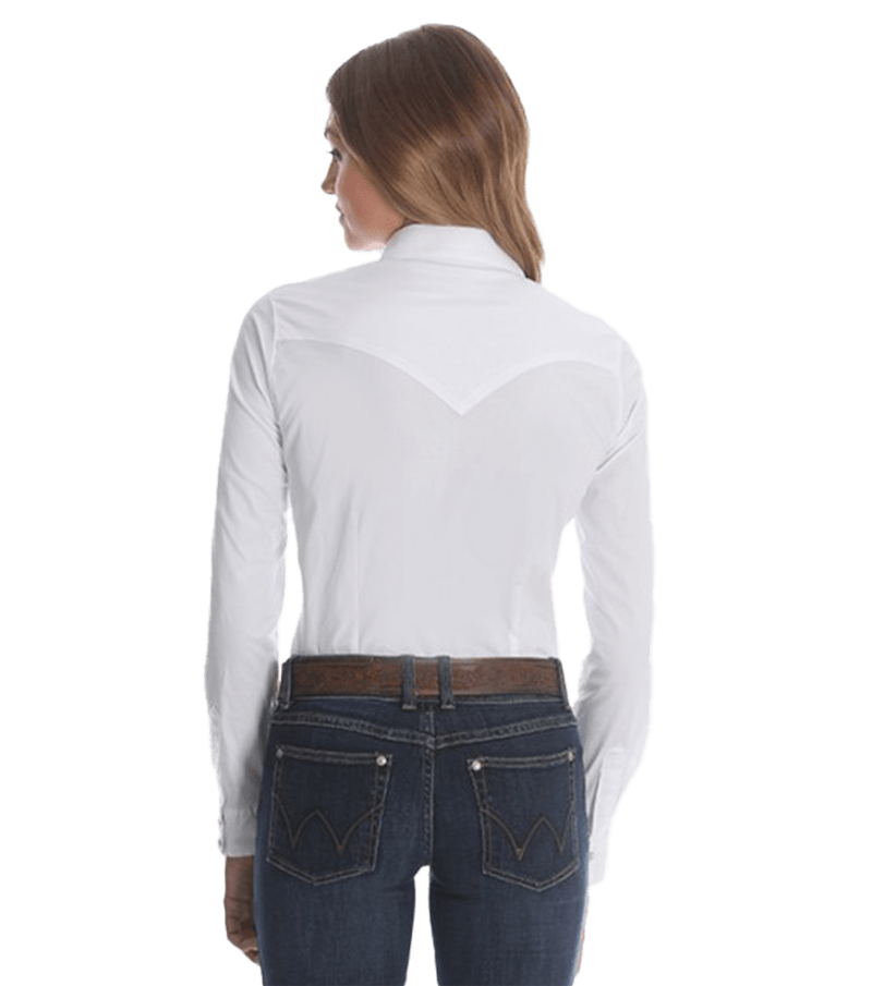 Wrangler Ladies White Solid Snap Western Shirt