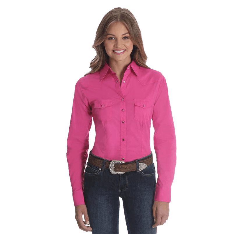 Wrangler Ladies Western Snap Pink Back Yokes Shirt