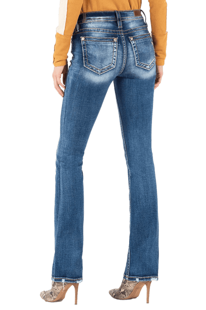 Miss Me Heaven Wing Mid Rise Boot Cut Jeans