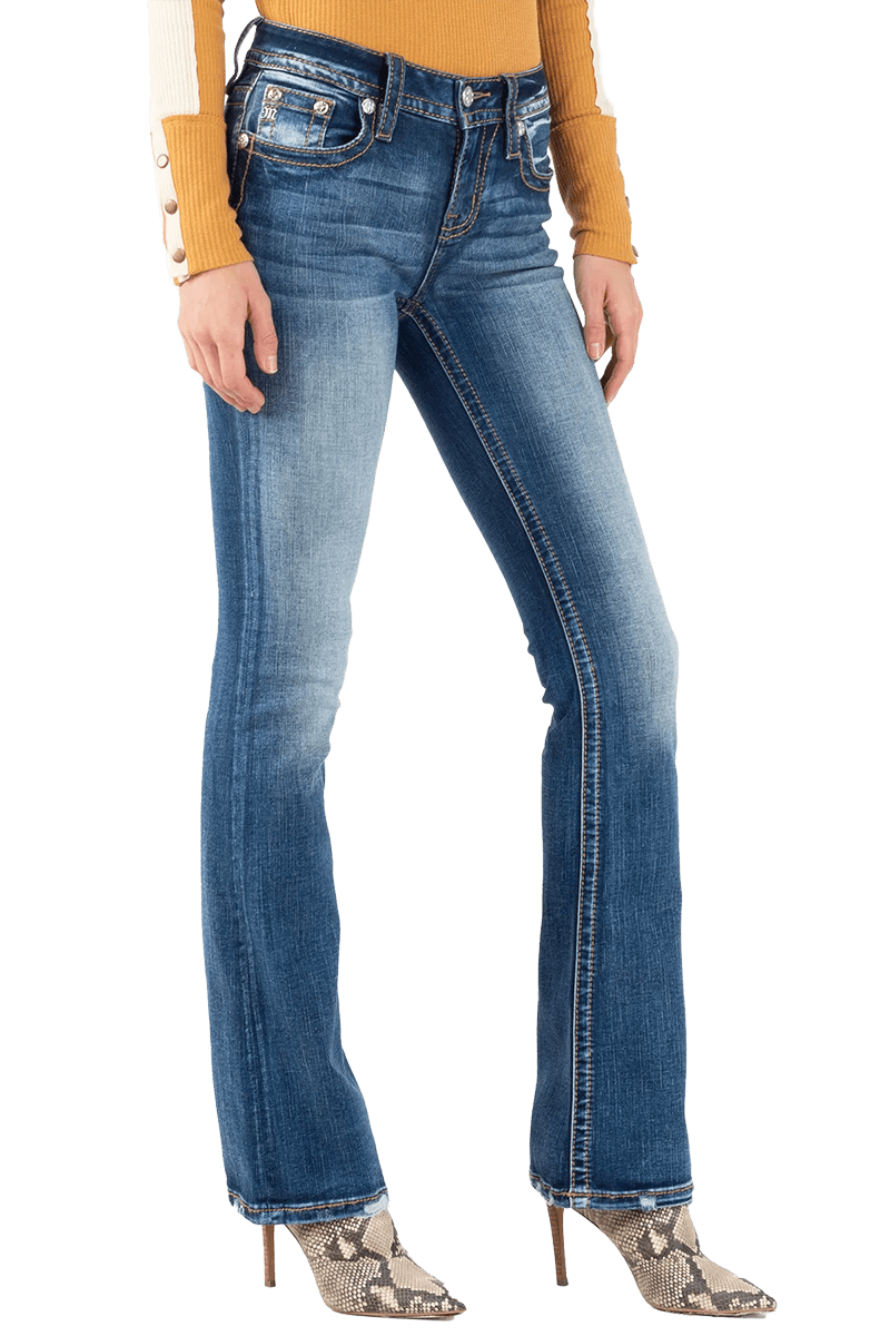 Miss Me Heaven Wing Mid Rise Boot Cut Jeans