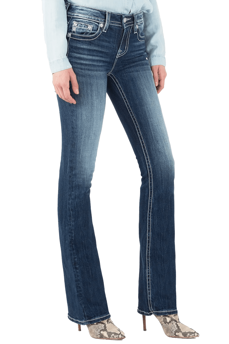 Miss Me Women's Mid-Rise Easy Boots Stretch Denim Jeans