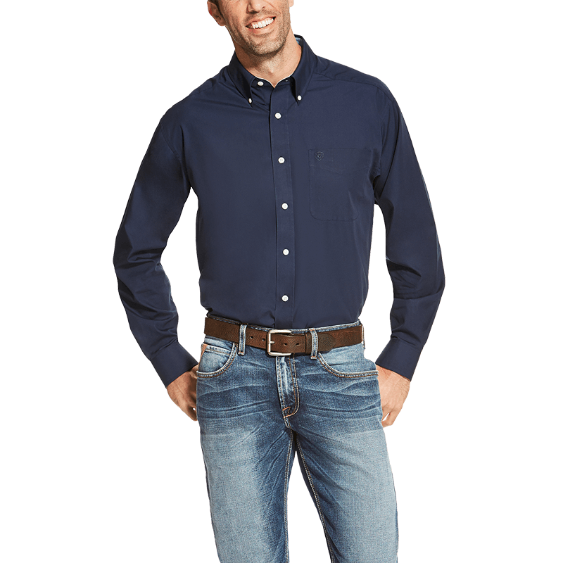Ariat Solid Long Sleeve Navy Blue Shirt - Big