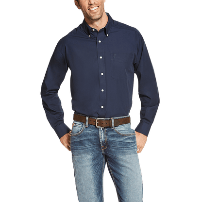 Ariat Solid Long Sleeve Navy Blue Shirt - Big